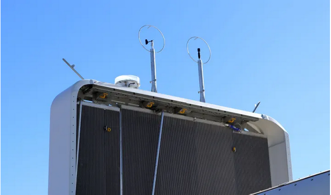 The anemometer and wind vane atop the cooling radiator of a wind turbine at Brandvalley Wind Farm. 