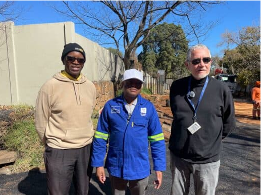 Former City of Johannesburg manager Mavela Dlamini, Johannesburg Executive Mayor Dada Morero, and Ward 90 councillor Martin Williams 