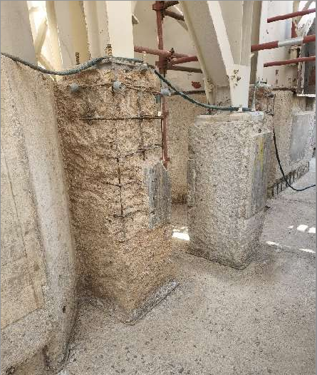 The concrete was exposed to harsh chemicals and contaminants.
