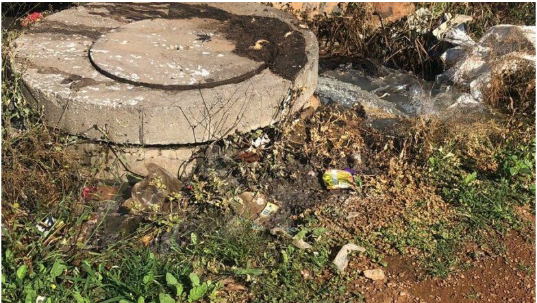 A sewage leakage.