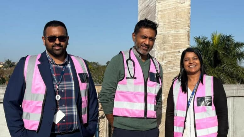  Sahil Haripersad (finance manager), Dr Ash Naicker (cardiologist), and Stacey Govender (hospital manager). 