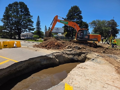 Work on the permanent repair of the sewer main is now underway.