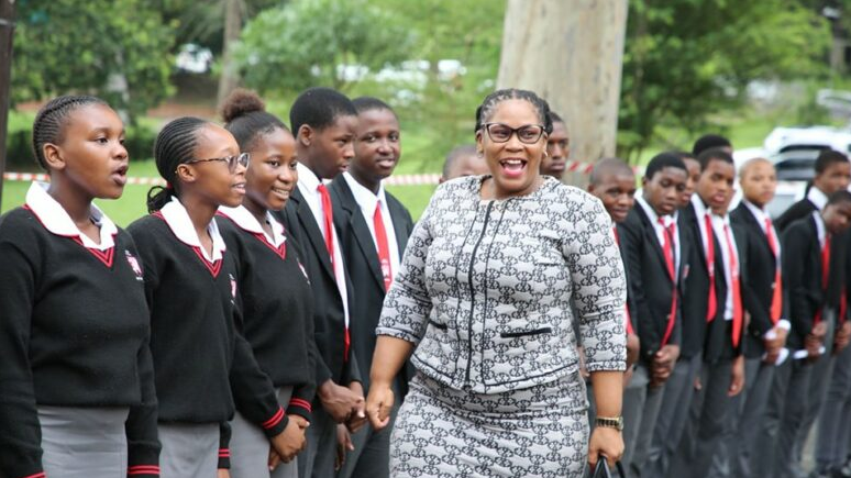  Education MEC, Mbali Frazer arrives at Adams College. 