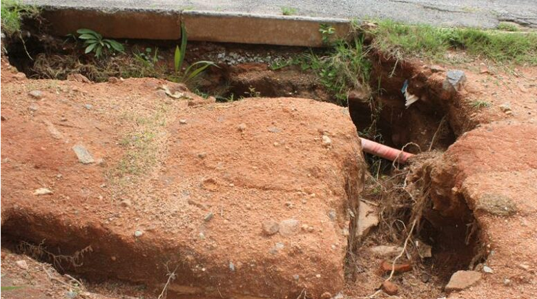  The edge of the road on Rooihout Avenue was left damaged.
