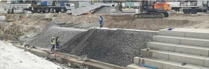 The stepped design has been planned to serve both practical and public uses. Wider steps will provide seating areas along the promenade
