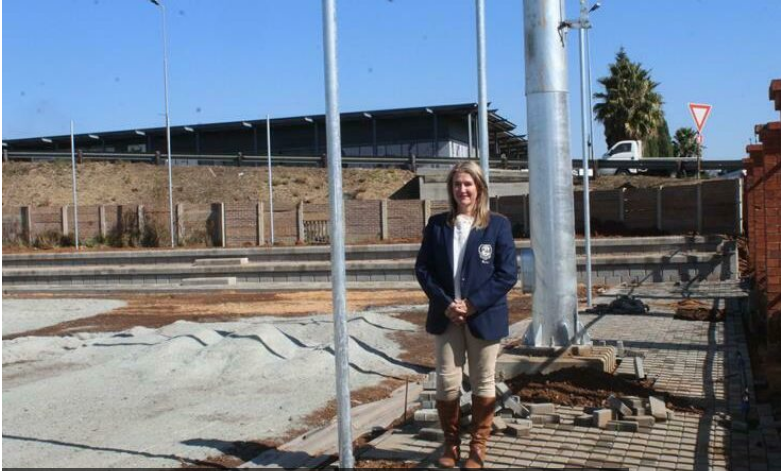  Woodlands International College director Brenda Sampson at the synthetic astroturf that is being developed. 
