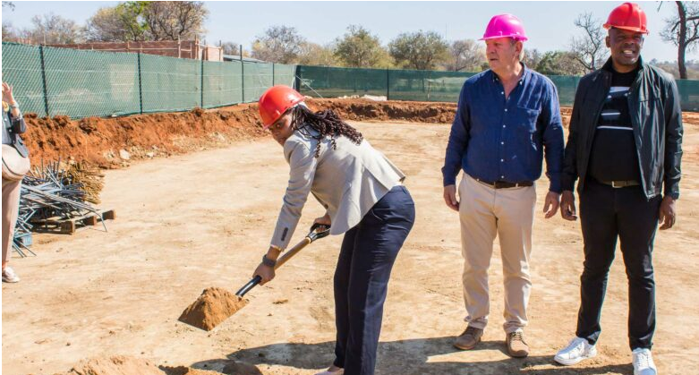 impopo Health MEC, Dr Phophi Ramathuba turns the sod at Hoedspruit Private Hospital on Friday. 
