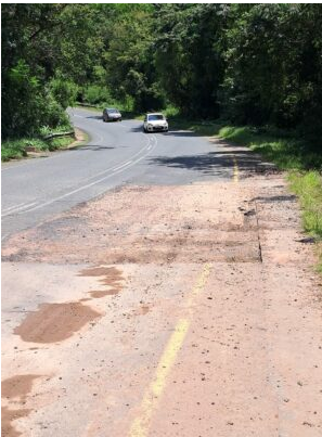 The section of the road which was left exposed and has not been patched.