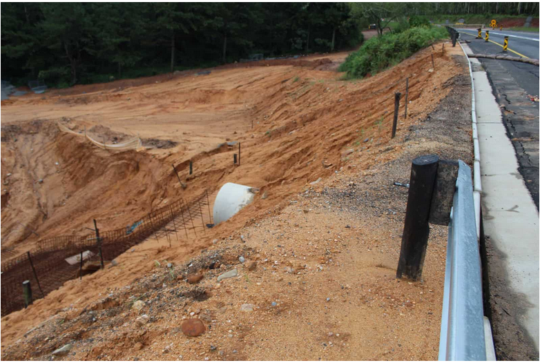 A section of the R40 that was recently repaired is once again damaged.