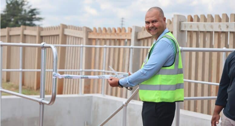 Mayor Peter Teixeira at the Savanna Pump Station following the successful completion of the project, enhancing system reliability and efficiency.