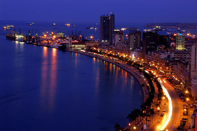 Bay of Luanda at night.