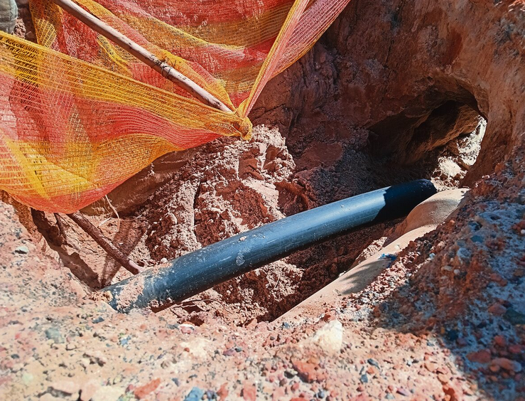 The new pipes being installed in the water reticulation system in Parow.