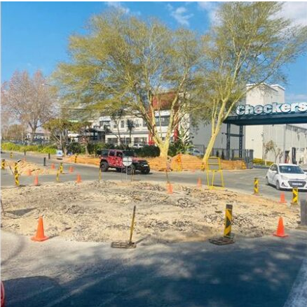 The new traffic circle at Sunset Avenue and Forest Drive.