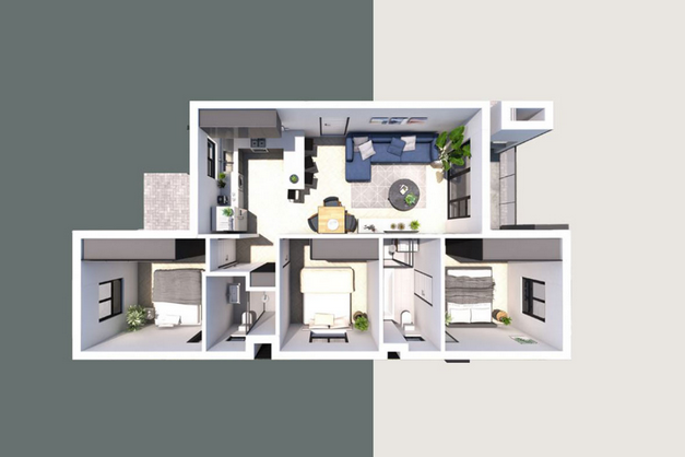 Type E – Three bedroom and two bathroom