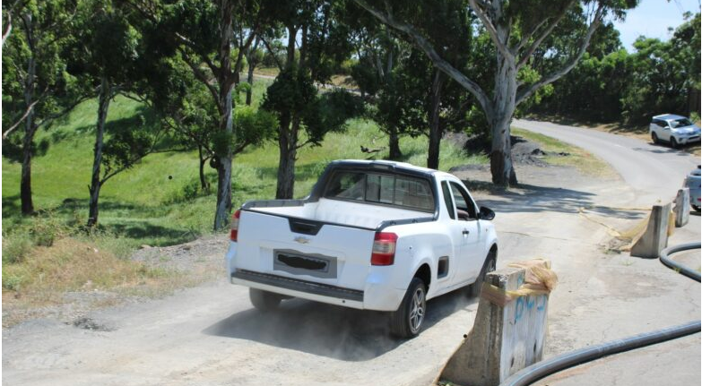  Motorists are using a makeshift road made up of compacted rubble to access Kenville and Sea Cow Lake. 