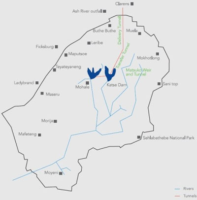 Map of Lesotho Highlands Water Project