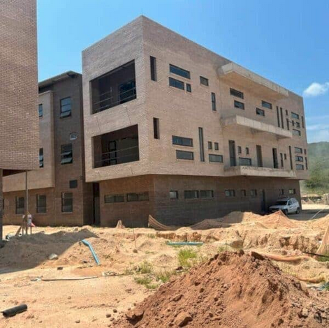 The Mapulaneng Hospital construction site in 2024. 