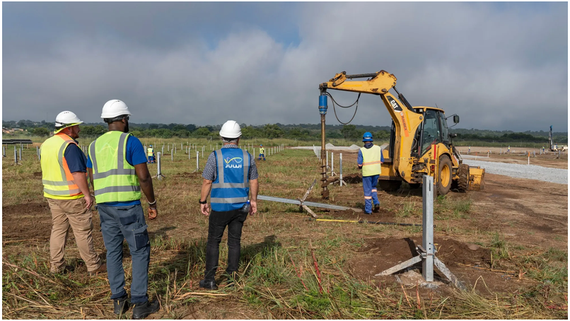 Construction taking place at a solar plant in Barberton. Mpumalanga. 