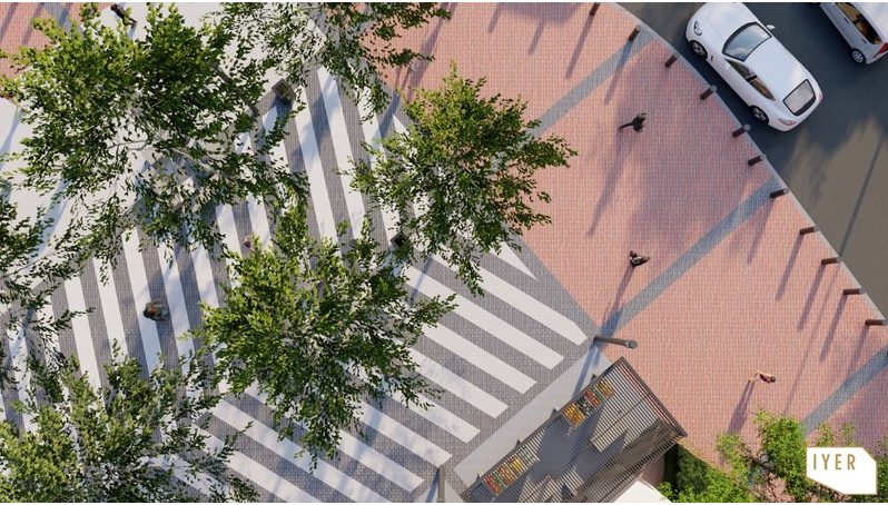 The upgrade will include a higher pedestrian crossing from the market to Hill Street Mall, as well as traffic-calming measures like paved intersections and pedestrian-crossing points.