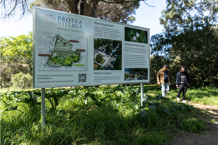 A Protea Village sign was erected near the entrance of the Boschenheuvel Arboretum trail. 