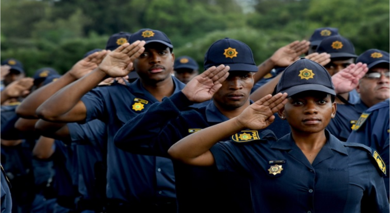      Officers during a parade at the SAPS Training College in Tshwane.