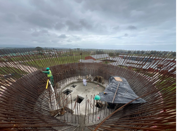 Illustrative photo Reinforced steel work in a construction of a municipal bulk water reservoir