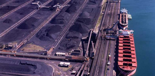 Ore carriers loading coal at the Port of Richards Bay. 