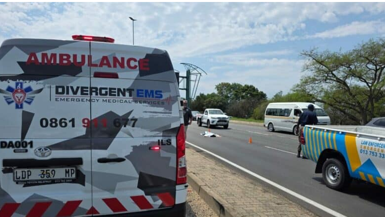  A recent accident scene in which a pedestrian was killed on the R40 in Mbombela.