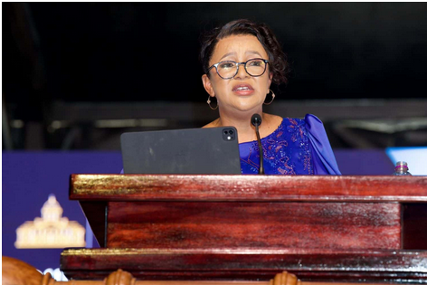 Free State Premier Maqueen Letsoha-Mathae delivering the State of the Province Address (Sopa). 