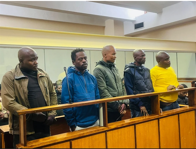 The five men - Nhlanhla Makhathini, Andile Jiyane, Elias Phetha, Sibonelo Khanyile, and Thabani Nkomo - appeared in the Camperdown Magistrate