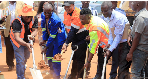 Photographed during the sod-turning ceremony last Wednesday (23rd). Third from left is the MEC for Public Works, Roads, and Infrastructure, Mr Ernest Rachoene. 