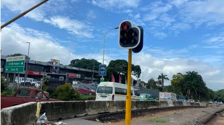  Stapleton Road is congested with traffic as construction continues. 