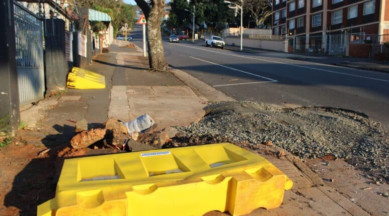 The sinkhole has been filled but there is no confirmation of when the repair work will be completed. 