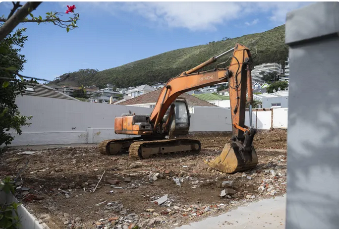 The demolition site of two historical buildings in St Johns Road in Sea Point as the community stands against its development and is appealing it. 