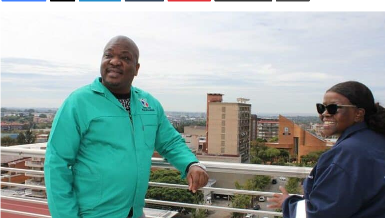 Executive Mayor Nkosindiphile Xhakaza with MMC for Metro Operations and Maintenance Nomadlozi Nkosi during the oversight visit on March 13 at the long-awaited SAAME building. 