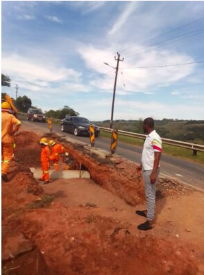 PR councillor Mxolisi Khubisa at one of the sites of the repair work.