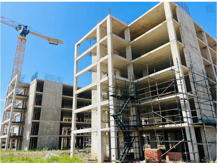 The unfinished social housing next to the Bridge City shopping center in KwaMashu, north of Durban.