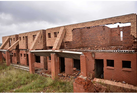 An unfinished multi-million-rand low-cost housing project at Clayville in Ekurhuleni