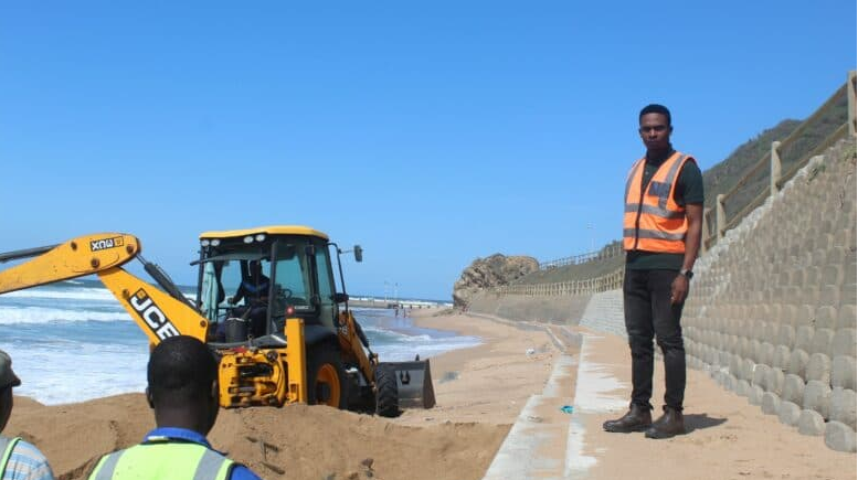 Engineer of the project, Sanele Nkala at the site in Brighton Beach. 