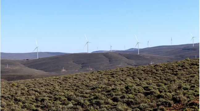 The Brandvalley Wind Farm under construction at a site along the boundaries between the Western Cape and Northern Cape.