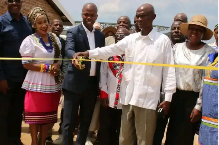 Greater Letaba mayor Dagma Mamanyoha (in a black suit) at the opening ceremony of the Thakgalane Sports Complex.