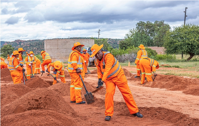 PWP workers in Makhuduthamaga Local Municipality are putting strides into strengthening stormwater infrastructure.