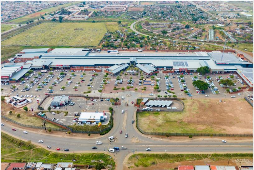 An aerial view of Sam Ntuli Mall in Katlehong.