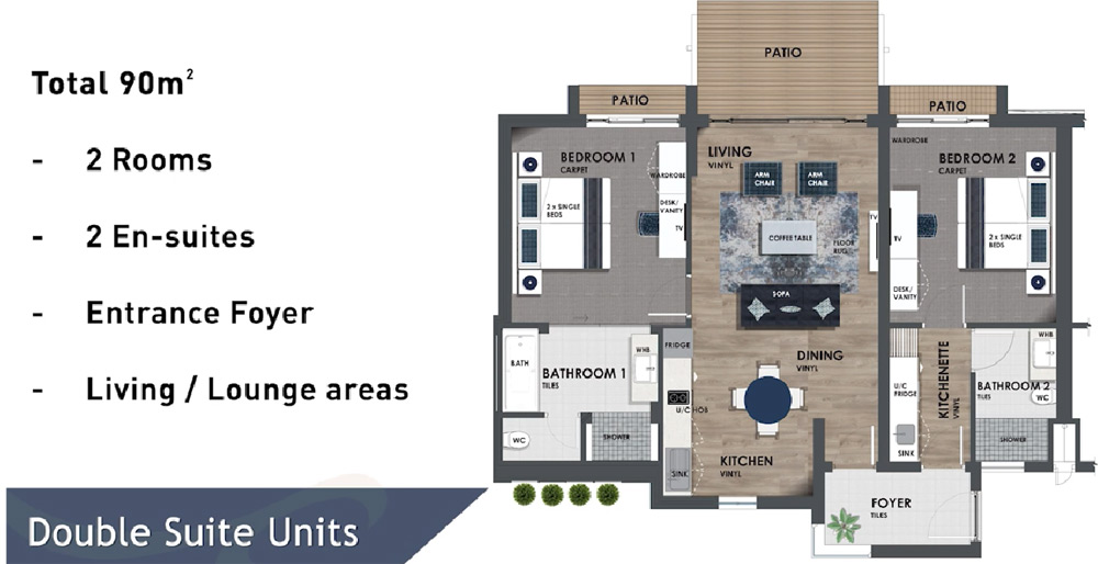 2 Bed Suite Layout