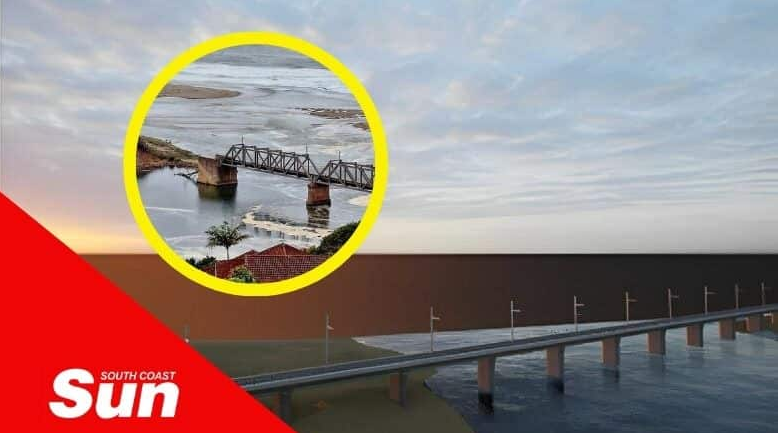 The design of the new Illovo River railway bridge and the damaged bridge (insert). 