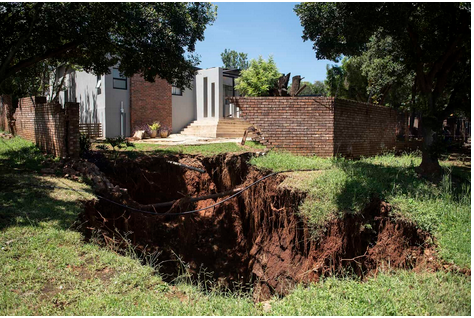 A sinkhole in Centurion after the ground collapsed on the corner of Trichardt and Van Riebeeck streets.