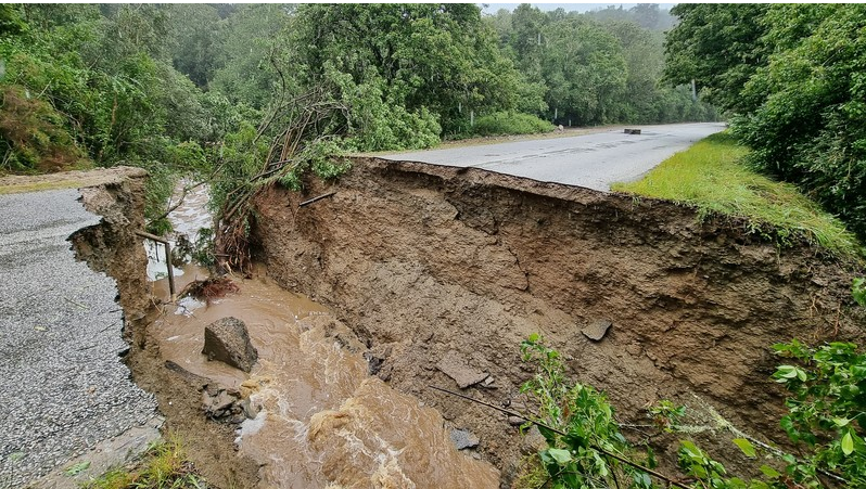 Pictured is a section of road that has been washed away at the start of the Seven Passes Road in 2021 following heavy rains that flooded large parts of the Garden Route District Municipal Area.