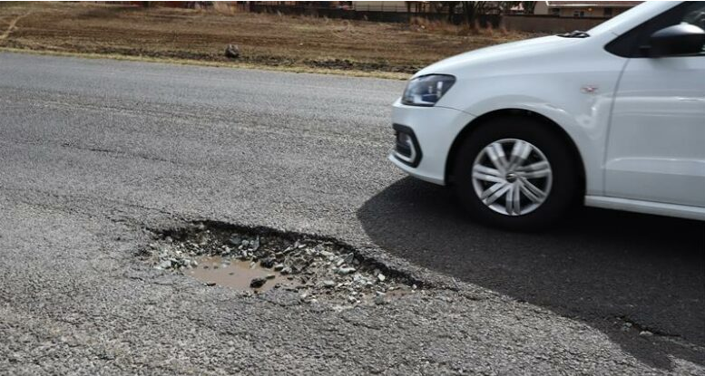 This pothole on the P185 near the Ext 22 pedestrian bridge has been there for months and continues to grow, posing a danger to motorists. 