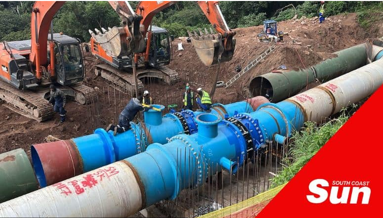  Contractors work on the Southern Aqueduct. 