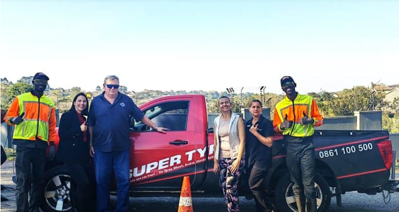  Left to right: Welcome Mathenjwa, Nytanya Loretz (Super Tyres general manager), Steve Botes (Clifton Hill Estate), Michelle Handley (101 Acutts Estate), Frances Mans (estate manager of the Body Corporate of Le Domaine), and Chris Nxumalo. 